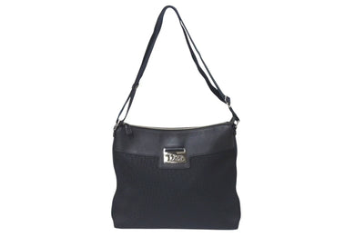 極美品 Christian Dior クリスチャンディオール ストリートシック オブリーク ショルダーバッグ ブラック ネイビー シルバー金具 ロゴ 美品 中古 4b001326