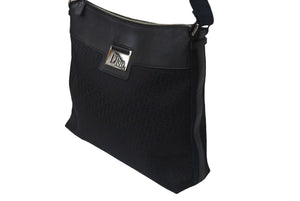 極美品 Christian Dior クリスチャンディオール ストリートシック オブリーク ショルダーバッグ ブラック ネイビー シルバー金具 ロゴ 美品 中古 4b001326