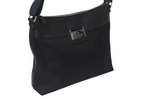 極美品 Christian Dior クリスチャンディオール ストリートシック オブリーク ショルダーバッグ ブラック ネイビー シルバー金具 ロゴ 美品 中古 4b001326