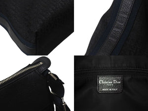 極美品 Christian Dior クリスチャンディオール ストリートシック オブリーク ショルダーバッグ ブラック ネイビー シルバー金具 ロゴ 美品 中古 4b001326