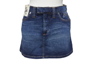 DOLCE&GABBANA ドルチェアンドガッバーナ デニムスパンコールロゴミニスカート ブルー ゴールド コットン 24/38 美品 中古 4b001344