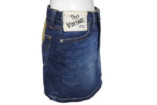 Load image into Gallery viewer, DOLCE&amp;GABBANA ドルチェアンドガッバーナ デニムスパンコールロゴミニスカート ブルー ゴールド コットン 24/38 美品 中古 4b001344