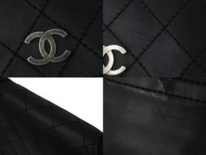 CHANEL シャネル ワイルドステッチ チェーンショルダーバッグ フランス製 18番台 レザー ブラック ブラックメタル金具 美品 中古 4b001378