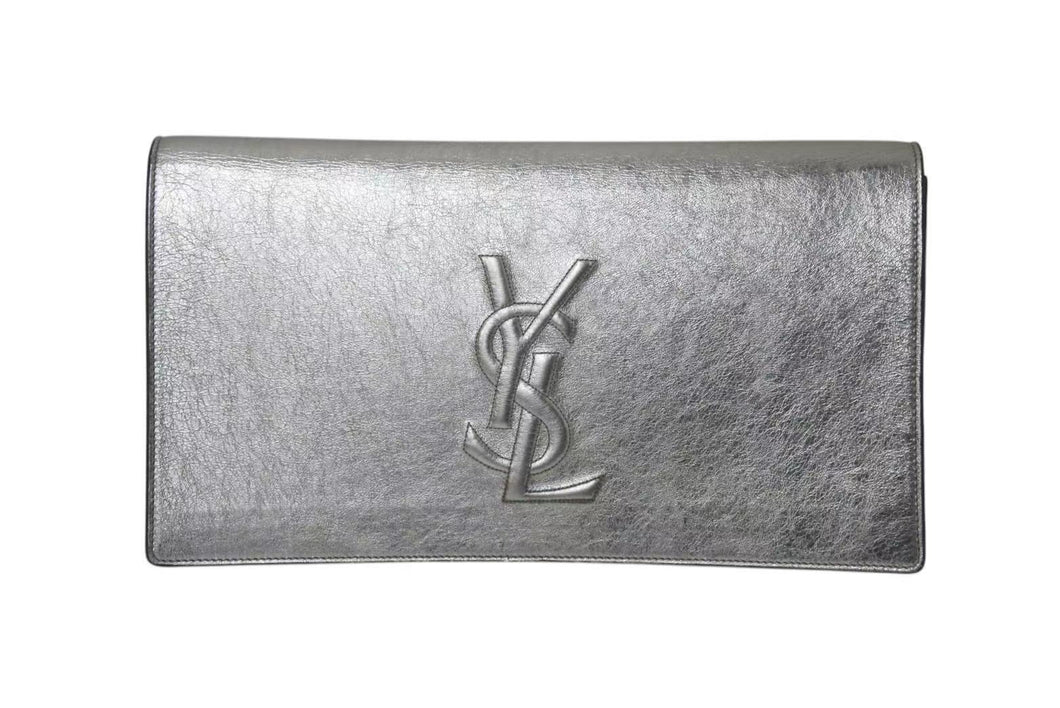 極美品 YVES SAINT LAURENT イブサンローラン クラッチバッグ シルバー アクセサリーポーチ 361120 中古 4b001387 