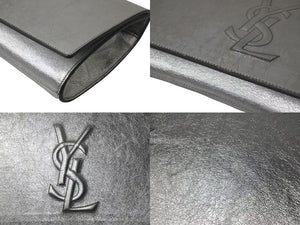 極美品 YVES SAINT LAURENT イブサンローラン クラッチバッグ シルバー アクセサリーポーチ 361120 中古 4b001387 