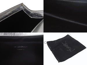 極美品 YVES SAINT LAURENT イブサンローラン クラッチバッグ シルバー アクセサリーポーチ 361120 中古 4b001387 