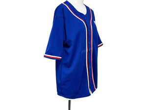 極美品 MLBRangers エムエルビー テキサスレンジャース ベースボールシャツ ユニフォーム ブルー ホワイト レッド ブルー XL 中古 4b001410