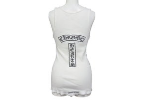 CHROME HEARTS クロムハーツ ホースシュー ロゴ プリント タンクトップ ホワイト コットン フローラルクロス サイズM 良品 中古 4b001419