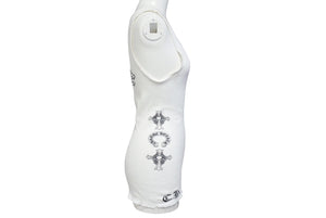 CHROME HEARTS クロムハーツ ホースシュー ロゴ プリント タンクトップ ホワイト コットン フローラルクロス サイズM 良品 中古 4b001419