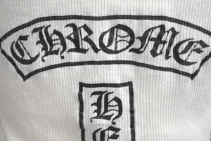 CHROME HEARTS クロムハーツ ホースシュー ロゴ プリント タンクトップ ホワイト コットン フローラルクロス サイズM 良品 中古 4b001419