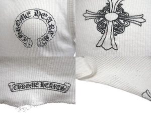 CHROME HEARTS クロムハーツ ホースシュー ロゴ プリント タンクトップ ホワイト コットン フローラルクロス サイズM 良品 中古 4b001419