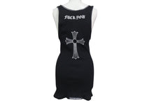 Load image into Gallery viewer, CHROME HEARTS クロムハーツ FUCK YOU クロス バック プリント タンクトップ ブラック コットン サイズL 美品 中古 4b001420