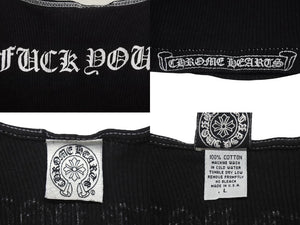 CHROME HEARTS クロムハーツ FUCK YOU クロス バック プリント タンクトップ ブラック コットン サイズL 美品 中古 4b001420