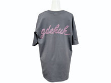 Load image into Gallery viewer, GOOD ENOUGH グッドイナフ G Logo 刺繍 フラワー柄 バックプリント 半袖Tシャツ ロゴ 90s グレー サイズM コットン 美品 中古 4b001427
