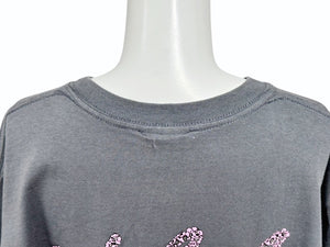 GOOD ENOUGH グッドイナフ G Logo 刺繍 フラワー柄 バックプリント 半袖Tシャツ ロゴ 90s グレー サイズM コットン 美品 中古 4b001427