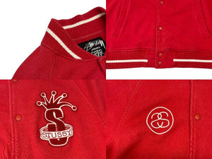 STUSSY AUTHENTIC GEAR オールド ステューシー オーセンティック ギア 90's スタジャン ジャケット レッド サイズM 美品 中古 4b001434 