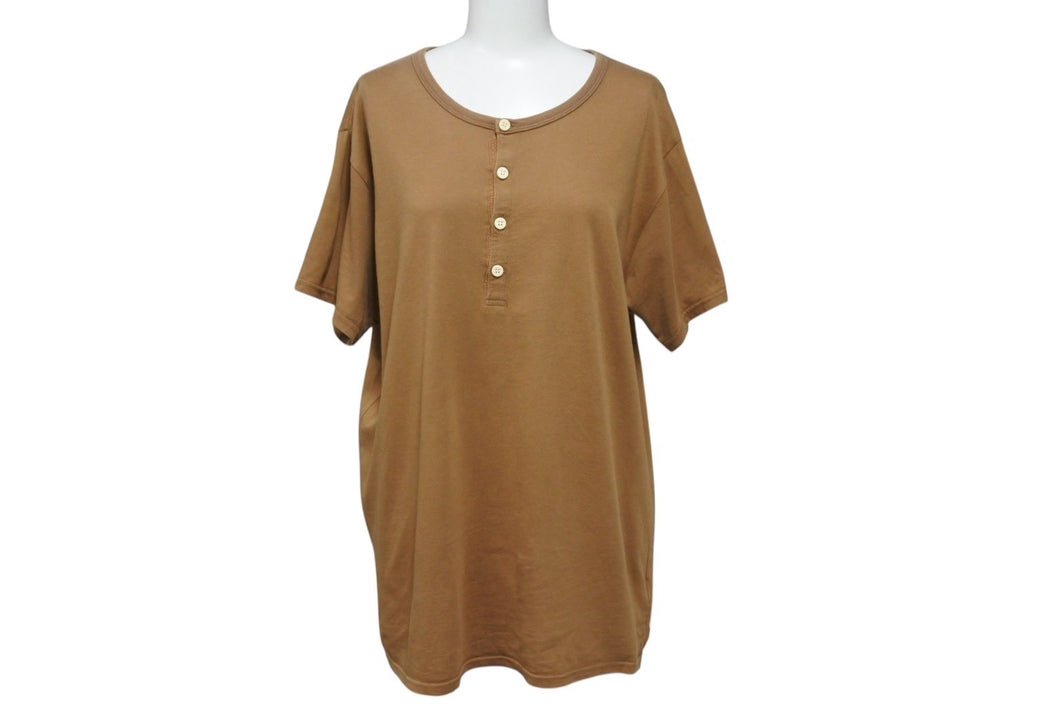 VISVIM - VISVIM ビズビム DOUBLE SCOOP HENLEY ヘンリーネック 半袖Tシャツ 0112105010007 ブラウン サイズ3 美品 中古 4b001441 VISVIM ビズビム DOUBLE SCOOP HENLEY ヘンリーネック 半袖T