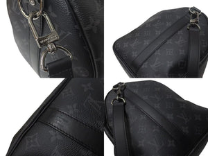 極美品 LOUIS VUITTON ルイヴィトン エクリプス キーポル バンドリエール45 ボストンバッグ M40569 シルバー金具 ブラック 中古 4b001448
