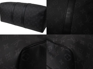 極美品 LOUIS VUITTON ルイヴィトン エクリプス キーポル バンドリエール45 ボストンバッグ M40569 シルバー金具 ブラック 中古 4b001448