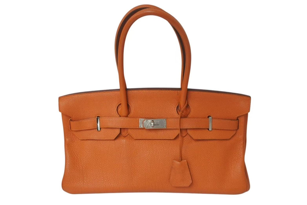 ゴルチェ期 HERMES エルメス ショルダーバーキン オレンジ トリヨンクレマンス ◻︎O刻 シルバー金具 美品 中古 4b001459