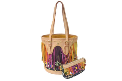 極美品 LOUIS VUITTON ルイヴィトン フラーンジュ バケット ハンドバッグ M40109 モノグラム マルチカラー ポーチ付き 中古 4b001461
