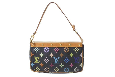 極美品 LOUIS VUITTON ルイヴィトン ポシェットアクセソワール アクセサリーポーチ M92648 モノグラム マルチカラー ブラック 中古 4b001464