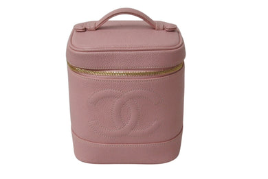 CHANEL シャネル ココマーク バニティバッグ ハンドバッグ 9番台 縦型 キャビアスキン ピンク ゴールド金具 美品 中古 4b001466
