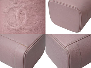 CHANEL シャネル ココマーク バニティバッグ ハンドバッグ 9番台 縦型 キャビアスキン ピンク ゴールド金具 美品 中古 4b001466