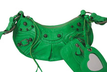 Load image into Gallery viewer, 極美品 BALENCIAGA バレンシアガ ショルダーバッグ 671309 ル カゴールXS グリーン レザー アンティークシルバー金具 中古 4b001471