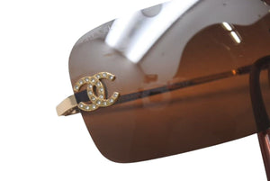 CHANEL シャネル リムレス サングラス ココマーク ラインストーン グラデーション 4017-D サイズ62□15 120 美品 中古 4b001477