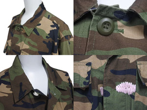 OFFWHITE オフホワイト 15AW バックアローカモ柄 ミリタリージャケット ブルゾン コットン グリーンレッド サイズXXS 美品 中古 4b001480 