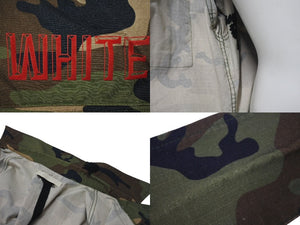 OFFWHITE オフホワイト 15AW バックアローカモ柄 ミリタリージャケット ブルゾン コットン グリーンレッド サイズXXS 美品 中古 4b001480 