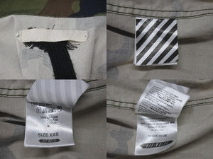 OFFWHITE オフホワイト 15AW バックアローカモ柄 ミリタリージャケット ブルゾン コットン グリーンレッド サイズXXS 美品 中古 4b001480 