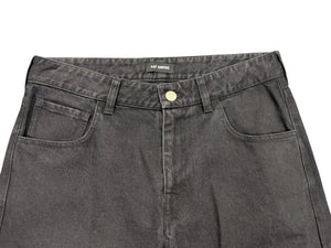極美品 RAF SIMONS ラフシモンズ AW18 2CB GHB ブラックデニム レギュラーデニムパンツ ブラック レッド グリーン サイズ30 中古 4b001482 