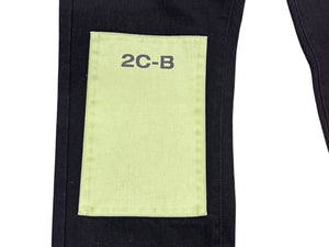 極美品 RAF SIMONS ラフシモンズ AW18 2CB GHB ブラックデニム レギュラーデニムパンツ ブラック レッド グリーン サイズ30 中古 4b001482 