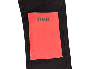 極美品 RAF SIMONS ラフシモンズ AW18 2CB GHB ブラックデニム レギュラーデニムパンツ ブラック レッド グリーン サイズ30 中古 4b001482 