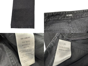 極美品 RAF SIMONS ラフシモンズ AW18 2CB GHB ブラックデニム レギュラーデニムパンツ ブラック レッド グリーン サイズ30 中古 4b001482 