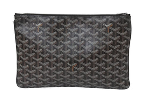 GOYARD ゴヤール セナPM クラッチバッグ SENAT2PMLTY01CL01P ブラック PVC レザー シルバー金具 美品 中古 4b001486