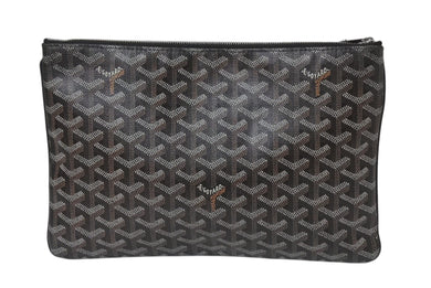 GOYARD ゴヤール セナPM クラッチバッグ SENAT2PMLTY01CL01P ブラック PVC レザー シルバー金具 美品 中古 4b001486