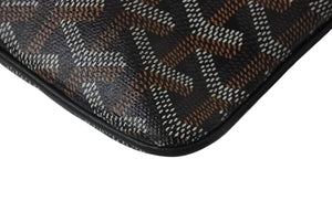GOYARD ゴヤール セナPM クラッチバッグ SENAT2PMLTY01CL01P ブラック PVC レザー シルバー金具 美品 中古 4b001486