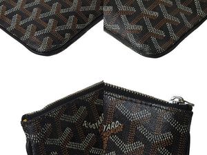 GOYARD ゴヤール セナPM クラッチバッグ SENAT2PMLTY01CL01P ブラック PVC レザー シルバー金具 美品 中古 4b001486