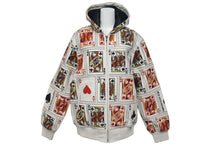 Load image into Gallery viewer, 極美品 Supreme シュプリーム Court Cards Hooded Leather Jacket レザージャケット トランプ サイズS 16FW ホワイト ラムレザー 中古 4b001488