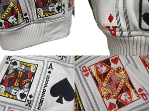 極美品 Supreme シュプリーム Court Cards Hooded Leather Jacket レザージャケット トランプ サイズS 16FW ホワイト ラムレザー 中古 4b001488