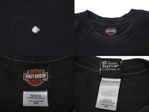 Harley Davidson ハーレーダビットソン ヴィンテージ 半袖Tシャツ NEWJERSEY コットン ブラック レッド サイズ2XL 美品 中古 4b001489