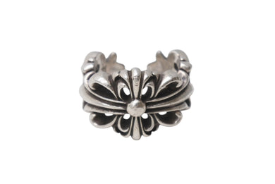 CHROME HEARTS クロムハーツ ダブルフローラルクロスリング 指輪 サイズ14号 重量約15.4g シルバー925 美品 中古 4b001506 