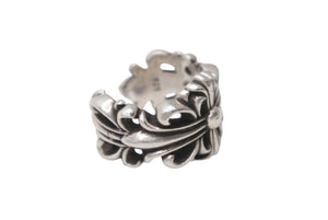 CHROME HEARTS クロムハーツ ダブルフローラルクロスリング 指輪 サイズ14号 重量約15.4g シルバー925 美品 中古 4b001506 