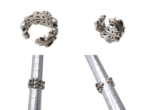CHROME HEARTS クロムハーツ ダブルフローラルクロスリング 指輪 サイズ14号 重量約15.4g シルバー925 美品 中古 4b001506 