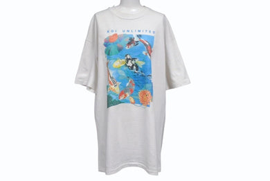 VINTAGE ヴィンテージ KOI UNLIMITED 鯉 半袖Tシャツ トップス コットン ホワイト マルチカラー サイズL 美品 中古 4b001526