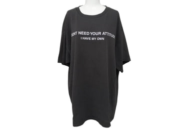 VINTAGE ヴィンテージ I DONT NEED YOUR ATTITUDE I HAVE MY OWN メッセージTシャツ サイズXL フェードブラック 美品 中古 4b001528 