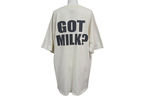 VINTAGE ヴィンテージ GOT MILK? 半袖Tシャツ サイズL アダルトプリント アイボリー ギルダン 広告 美品 中古 4b001529